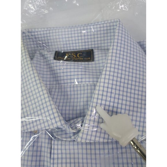 Freemans Sporting Club FSC Blue Checked Dress English Spread Shirt Men's 15-34 - Picture 3 of 6